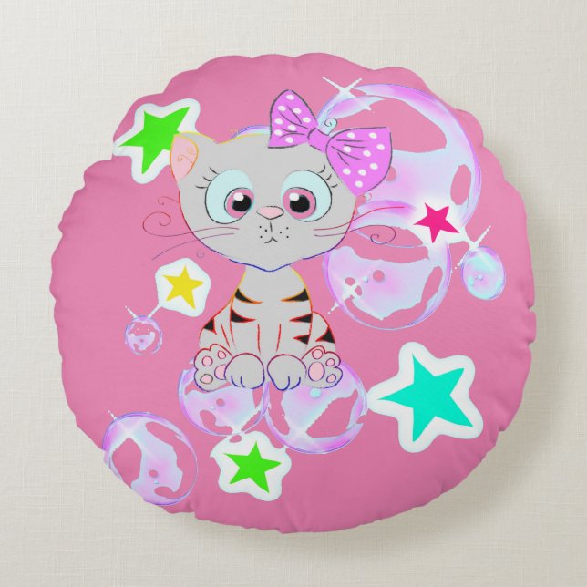 Fancy Kitten - Round Cushion (Front)