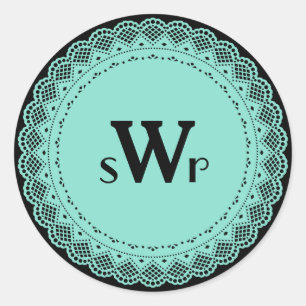 Fancy Lace Custom Monogram Stickers