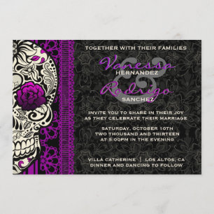 Fancy Lace Sugar Skull Day of the Dead Invite