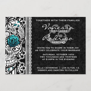 Fancy Lace Sugar Skull Day of the Dead Invite