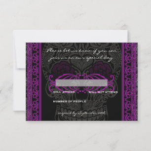Fancy Lace Sugar Skull Day of the Dead RSVP Card