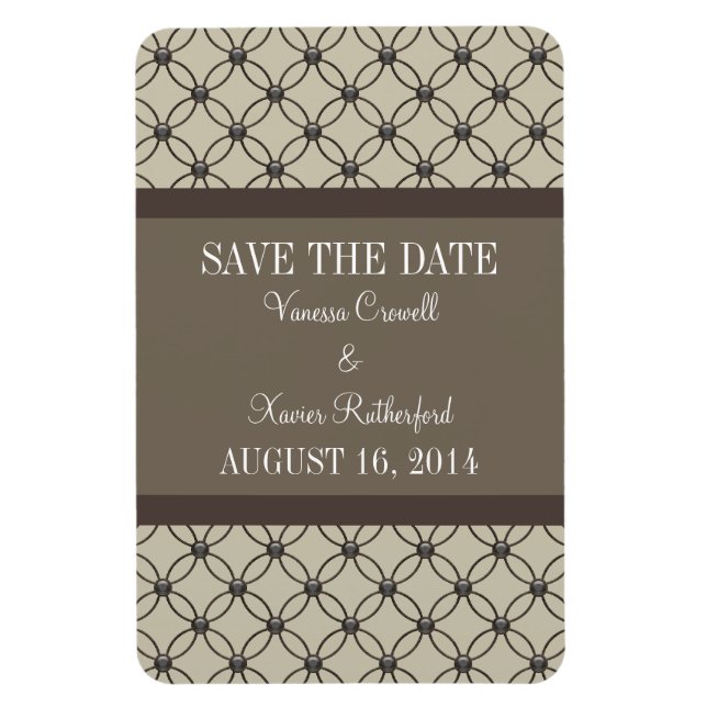 Fancy Lattice Save the Date Magnet, Beige Magnet (Vertical)