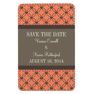 Fancy Lattice Save the Date Magnet, Orange Magnet