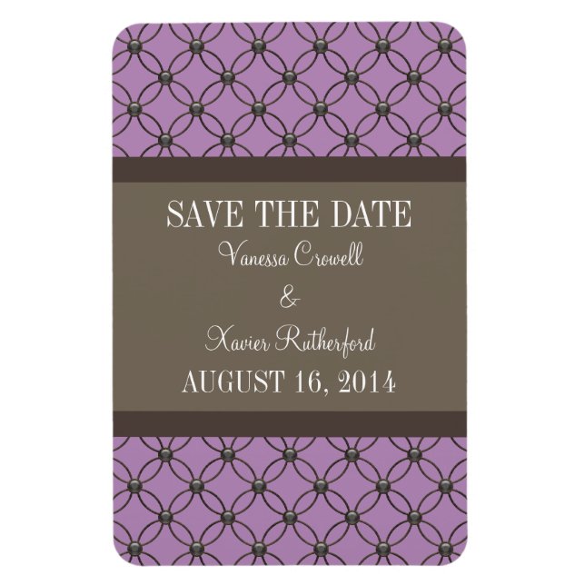 Fancy Lattice Save the Date Magnet, Violet Magnet (Vertical)