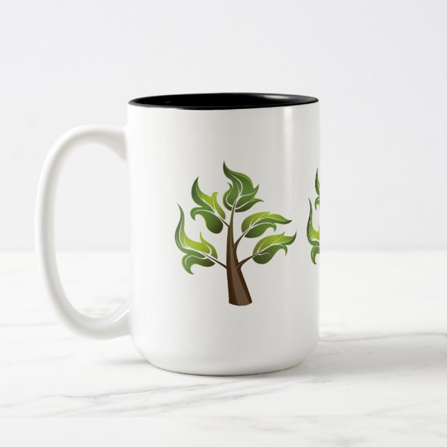 Fancy Leaves Two-Tone Coffee Mug (Left)
