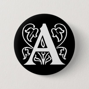 Fancy Letter A 6 Cm Round Badge