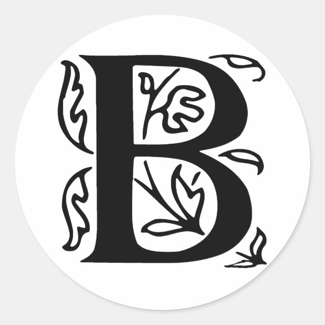 Fancy Letter B Classic Round Sticker (Front)
