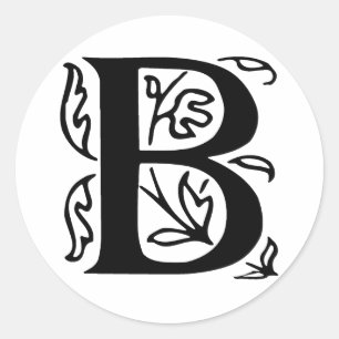 Fancy Letter B Classic Round Sticker