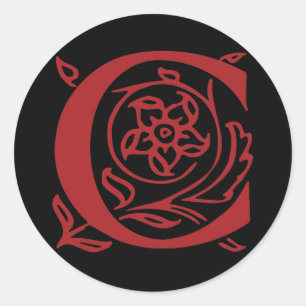 Fancy Letter C Classic Round Sticker