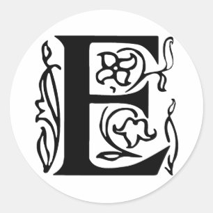 Fancy Letter E Classic Round Sticker