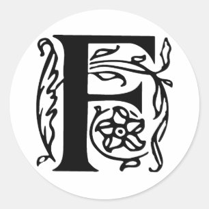 Fancy Letter F Classic Round Sticker