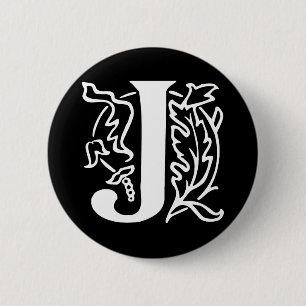 Fancy Letter J 6 Cm Round Badge