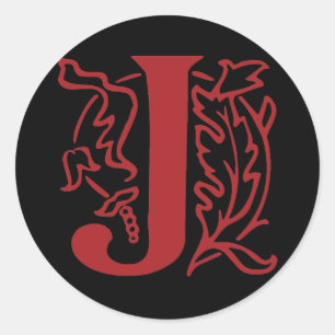 Fancy Letter J Classic Round Sticker