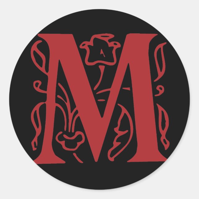 Fancy Letter M Classic Round Sticker (Front)