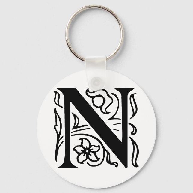 Fancy Letter N Key Ring (Front)