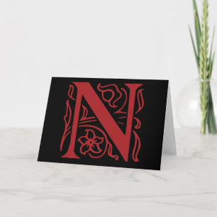 Fancy Letter N Note Card