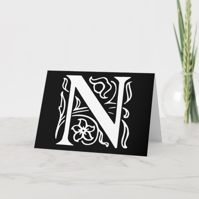 Fancy Letter N Note Card (Front)