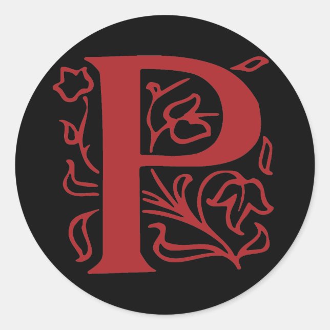Fancy Letter P Classic Round Sticker (Front)