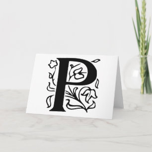 Fancy Letter P Note Card