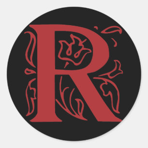 Fancy Letter R Classic Round Sticker