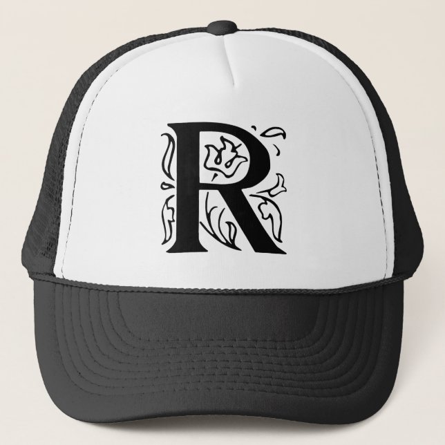 Fancy Letter R Trucker Hat (Front)