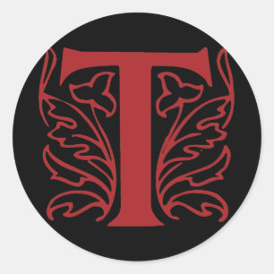 Fancy Letter T Classic Round Sticker