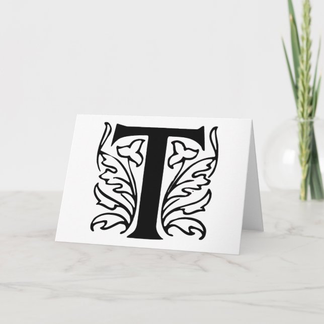 Fancy Letter T Note Card (Front)