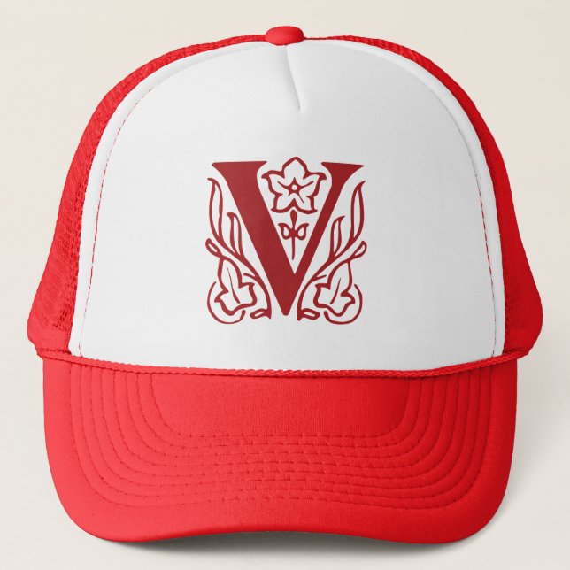 Fancy Letter V Trucker Hat (Front)