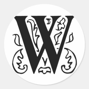 Fancy Letter W Classic Round Sticker