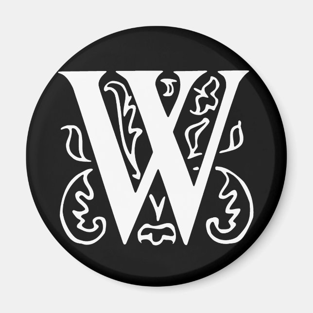 Fancy Letter W Magnet (Front)