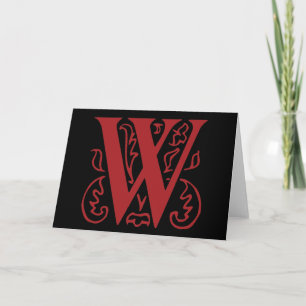 Fancy Letter W Note Card