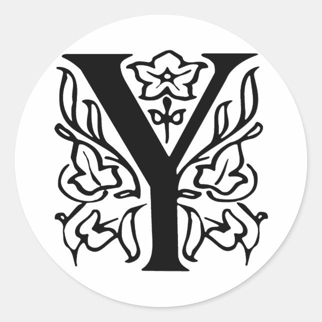 Fancy Letter Y Classic Round Sticker (Front)