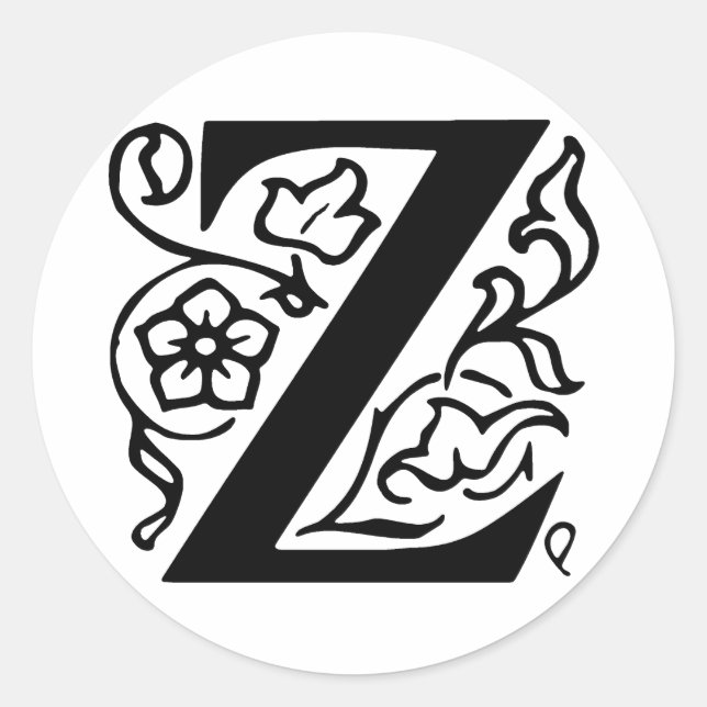 Fancy Letter Z Classic Round Sticker (Front)