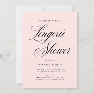 Fancy Lingerie Bridal Shower Blush & Black  Invitation