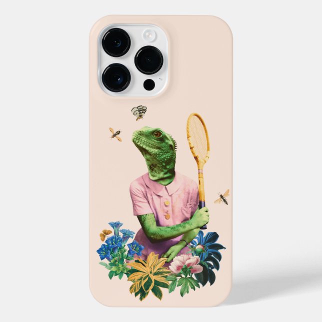 FANCY LIZARD ANIMAL PLAYING TENNIS iPhone CASE (Back)