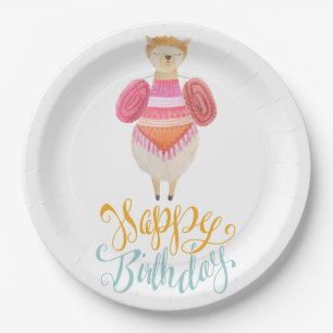 Fancy Llama Birthday Paper Plate