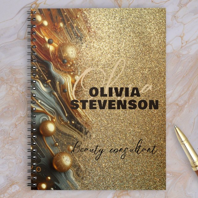 Fancy Luxury Glam Gold Glittery Marble Notebook (Creator Uploaded)