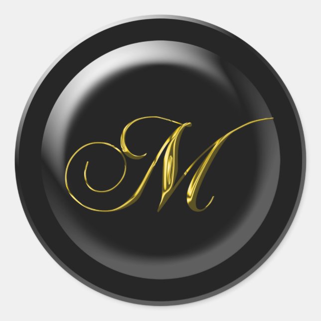Fancy M Monogram Classic Round Sticker (Front)