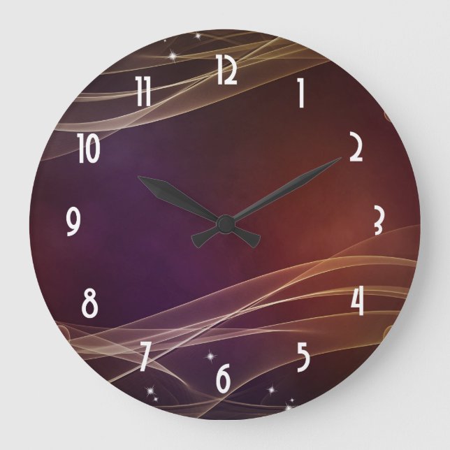 Fancy Maroon Background with Wispy Gold Accents Large Clock (Front)