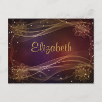 Fancy Maroon Background with Wispy Gold Accents
