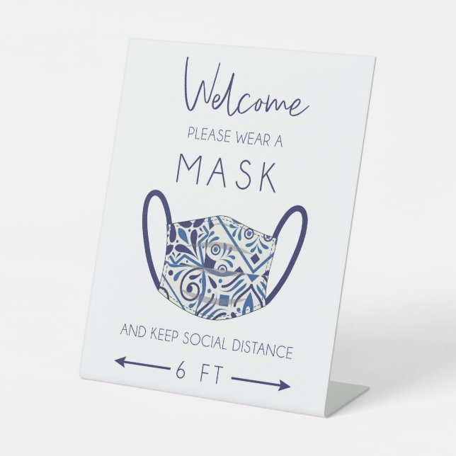 Fancy Mask Covid safety Sign for business (Front)