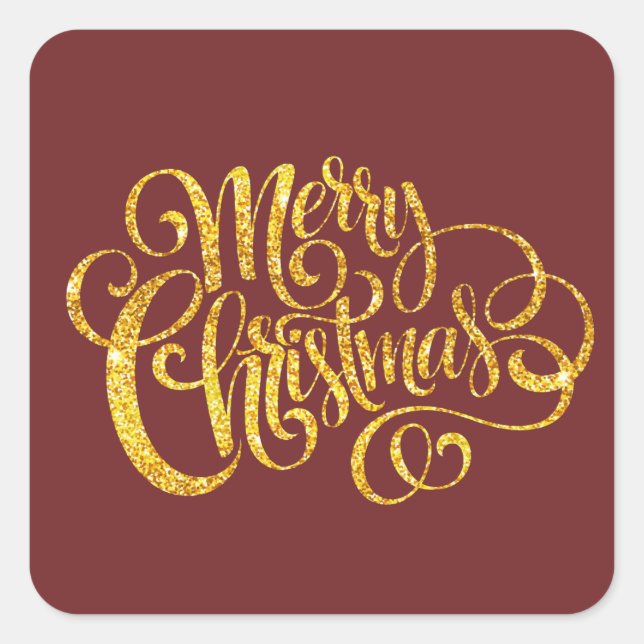 Fancy Merry Christmas Square Sticker (Front)