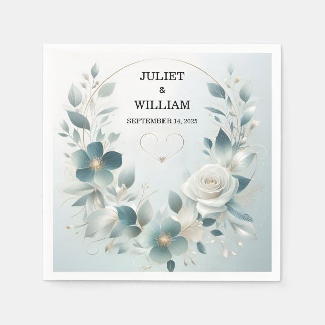 Fancy Metal Glam Shiny High End Silver Wedding Napkin (Front)