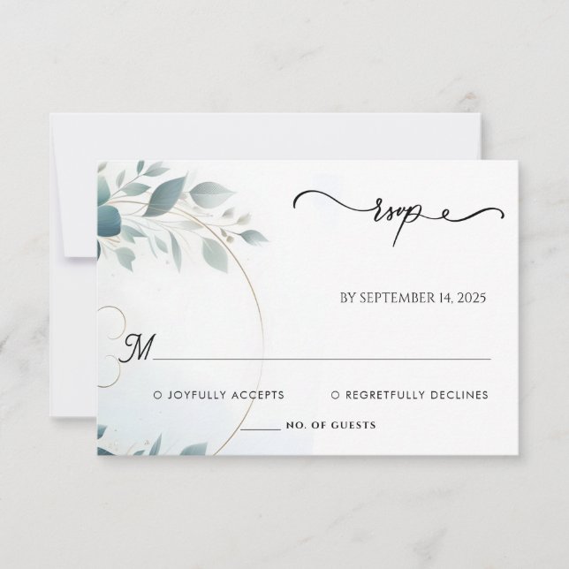 Fancy Metal Glam Shiny High End Silver Wedding RSVP Card (Front)