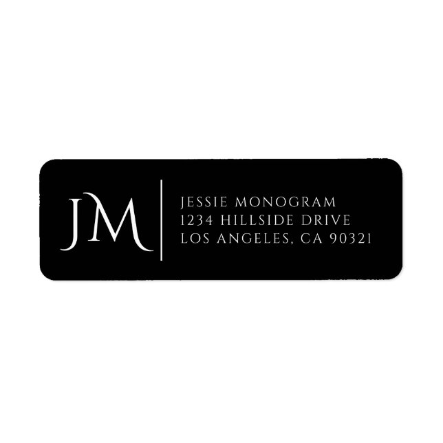 Fancy Modern Black & White Return Address Label (Front)