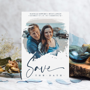 Fancy Modern Brushstroke Effect Photo Wedding