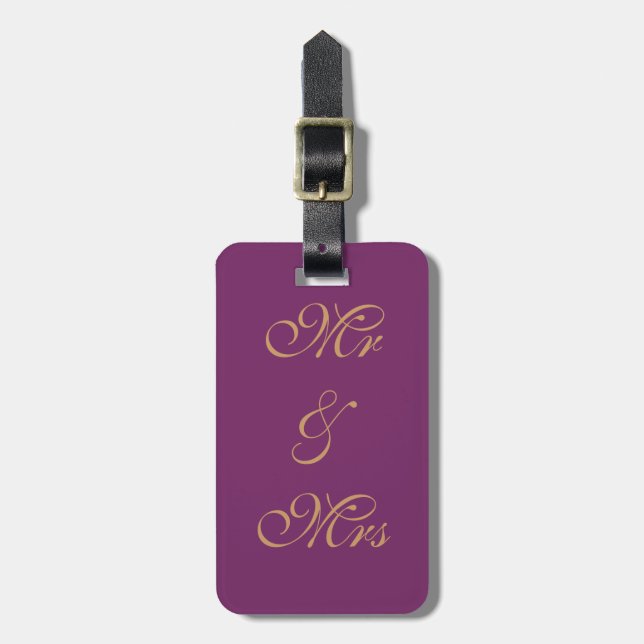 Fancy Modern Mr. & Mrs. Luggage Tag (Front Vertical)