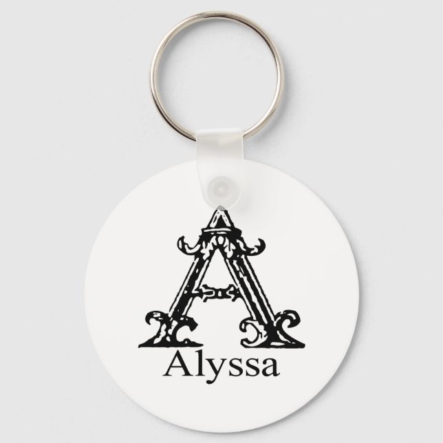 Fancy Monogram: Alyssa Key Ring (Front)
