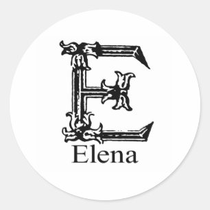 Fancy Monogram: Elena Classic Round Sticker
