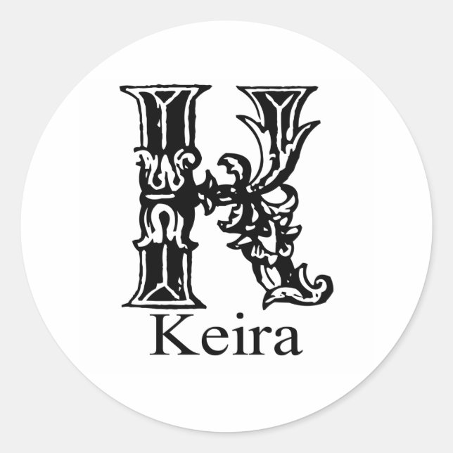 Fancy Monogram: Keira Classic Round Sticker (Front)